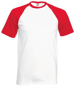 Fruit of the Loom SC61026 - Baseball T-Shirt Weiß / Rot