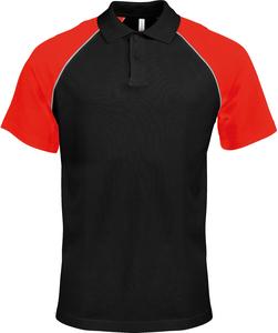Kariban K226 - Zweifarbiges Baseball Poloshirt Schwarz / Rot