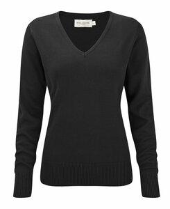 Russell Collection RU710F - Damen V-Neck Strick Pullover Schwarz