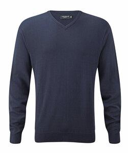 Russell Collection RU710M - Herren V-Neck Strick-Pullover French Navy