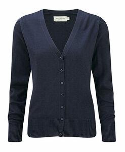 Russell Collection RU715F - V-Neck Strick Cardigan French Navy