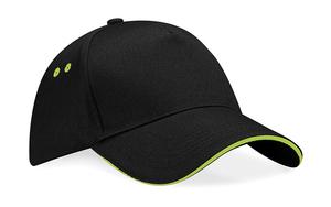 Beechfield B15C - Ultimate 5-Panel Cap - Sandwichschirm Black/Lime Green