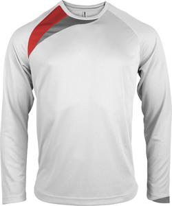 ProAct PA409 - LANGARM KINDER SPORT T-SHIRT White / Sporty Red / Storm Grey