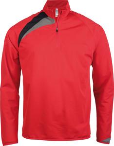 Proact PA329 - Kinder Trainingssweatshirt mit 1/4 Reißverschlusskragen Sporty Red / Black / Storm Grey