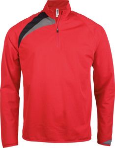 Proact PA328 - Herren Trainingssweatshirt mit 1/4 Reißverschlusskragen Sporty Red / Black / Storm Grey