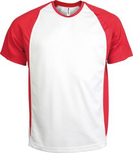 ProAct PA467 - HERREN KURZARM RUNDHALS BICOLOR T-SHIRT Weiß / Rot