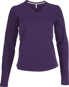 Kariban K382 - DAMEN LANGARM T-SHIRT MIT V-AUSSCHNITT Purple