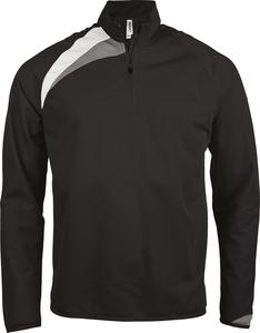Proact PA329 - Kinder Trainingssweatshirt mit 1/4 Reißverschlusskragen Black / White / Storm Grey