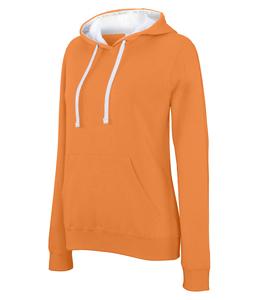 Kariban K465 - Damen Sweatshirt mit Kapuze in Kontrastfarbe Orange / White