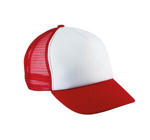 K-up KP143 - 5-Panel Kinder Truckerkapper Weiß / Rot