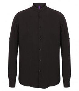 Henbury H592 - Mandarin Roll Sleeve Anti-Bac Wicking Shirt Schwarz