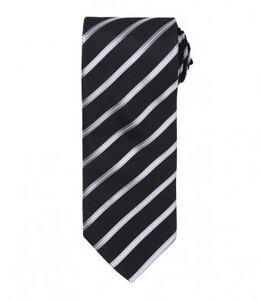 Premier PR784 - Gestreifte Krawatte Black/Silver