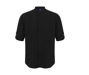 Henbury HY592 - Kurzärmeliges Herrenhemd mit langer Knopfleiste Schwarz