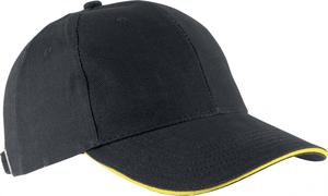 K-up KP011 - HERREN KAPPE ORLANDO 6-PANEL Dark Grey/Yellow