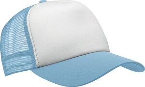 K-up KP111 - Trucker Netzkappe 5-Panel White / Sky Blue