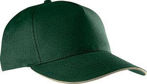 K-up KP130 - 5-Panel Cap mit Kontrast Sandwichschirm Forest Green / Beige