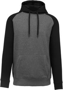 Proact PA369 - Zweifarbiges Kapuzensweatshirt für Erwachsene Grey Heather/ Black