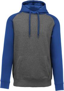 Proact PA369 - Zweifarbiges Kapuzensweatshirt für Erwachsene Grey Heather / Sporty Royal Blue