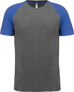 Proact PA4010 - Zweifarbiges Triblend Sport-T-Shirt mit kurzen Ärmeln für Erwachsene Grey Heather / Sporty Royal Blue Heather