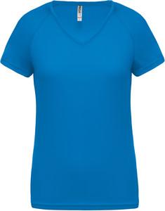 Proact PA477 - Damen Kurzarm-Sportshirt mit V-Ausschnitt Aqua Blue