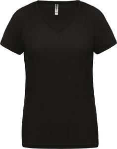 Proact PA477 - Damen Kurzarm-Sportshirt mit V-Ausschnitt Schwarz