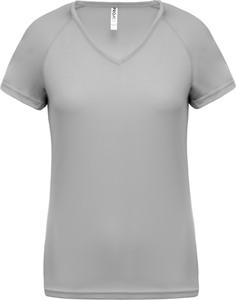 Proact PA477 - Damen Kurzarm-Sportshirt mit V-Ausschnitt Fine Grey