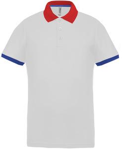 Proact PA489 - Herren Performance Piqué-Polohemd White / Red / Sporty Royal Blue