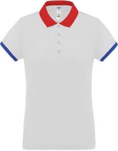Proact PA490 - Performance Piqué-Polohemd für Damen White / Red / Sporty Royal Blue