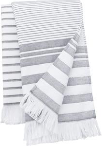 Kariban K132 - Gestreiftes Fouta-Tuch mit Fransen Striped White / Smoke