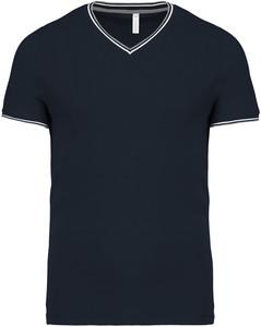 Kariban K374 - T-Shirt aus Piqué-Trikot mit V-Ausschnitt für Herren Navy/ Light Grey/ White