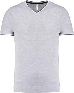 Kariban K374 - T-Shirt aus Piqué-Trikot mit V-Ausschnitt für Herren Oxford Grey / Navy / White