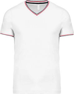 Kariban K374 - T-Shirt aus Piqué-Trikot mit V-Ausschnitt für Herren White / Navy / Red