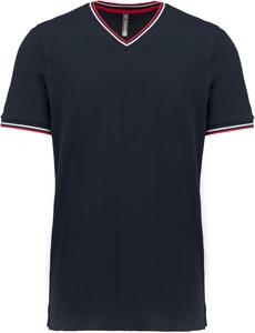 Kariban K374 - T-Shirt aus Piqué-Trikot mit V-Ausschnitt für Herren Navy / Red / White