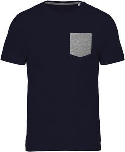 Kariban K375 - T-Shirt aus Bio-Baumwolle mit Brusttasche Navy / Grey Heather