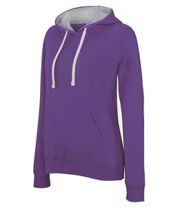 Kariban K465 - Damen Sweatshirt mit Kapuze in Kontrastfarbe Purple / Oxford Grey