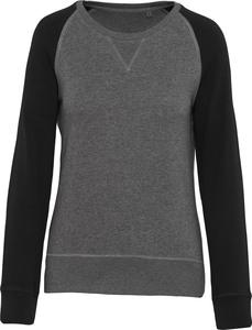 Kariban K492 - Zweifarbiges Damen-Sweatshirt BIO mit Rundhalsausschnitt und Raglanärmeln Grey Heather/ Black