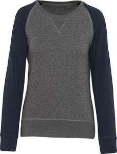 Kariban K492 - Zweifarbiges Damen-Sweatshirt BIO mit Rundhalsausschnitt und Raglanärmeln Grey Heather/ Navy