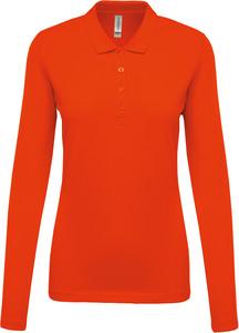 Kariban K257 - Damen Langarm-Polohemd. Baumwollpiqué Orange