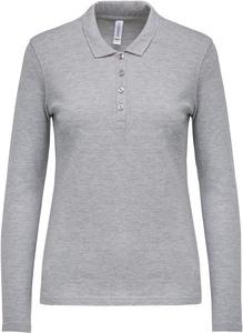 Kariban K257 - Damen Langarm-Polohemd. Baumwollpiqué Oxford Grey
