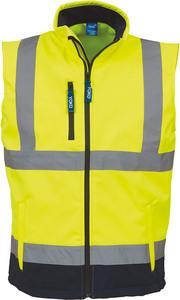 Yoko YHV006 - Hi-Vis Softshell Gilet Hi Vis Yellow/Navy