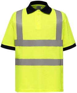 Yoko YHVJ210 - YOKO Kurzärmliges Polo Shirt in Warnfarbe Hi Vis Yellow