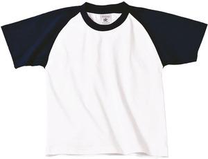 B&C CGTK350 - Kinder Baseball-T-Shirt Weiß / Navy