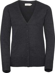 Russell Collection RU715F - V-Neck Strick Cardigan Charcoal Marl