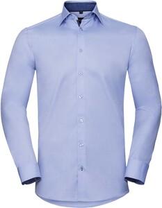 Russell RU964M - LONG SLEEVE HERRINGBONE SHIRT Light Blue/Mid Blue/Bright Navy