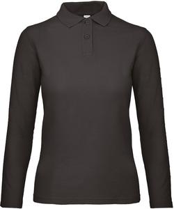 B&C CGPWI13 - ID.001 Ladies' long-sleeved polo shirt Schwarz