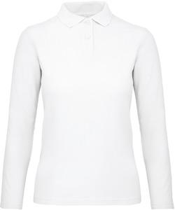 B&C CGPWI13 - ID.001 Ladies' long-sleeved polo shirt Weiß