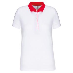 Kariban K261 - Zweifarbiges Jersey-Polohemd für Damen Weiß / Rot