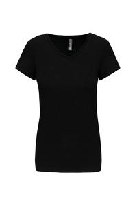 Kariban K3015 - Kurzarm-Damen-T-Shirt mit V-Ausschnitt Schwarz
