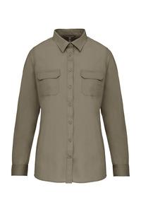 Kariban K591 - Langarm-Safarihemd für Damen Light Khaki