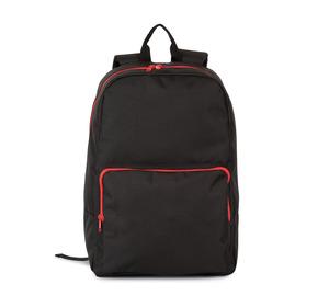 Kimood KI0181 - Rucksack mit kontrastfarbenem Reißverschluss Schwarz / Rot